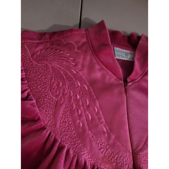 Vintage Velour Velvet Feel House Coat Robe 1/2 Zip Pullover L Gilligan O’Malley - Picture 4 of 4